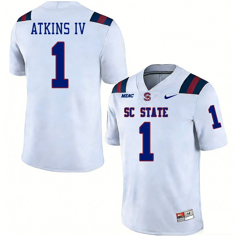 South Carolina State Bulldogs #1 William Atkins IV College Football Jerseys,Uniforms Stitched-White